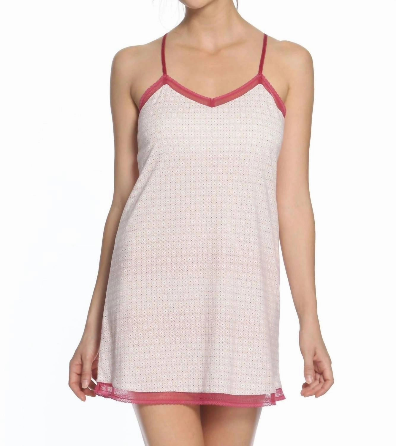 Bridgette Racerback Chemise In Red Geometric Print