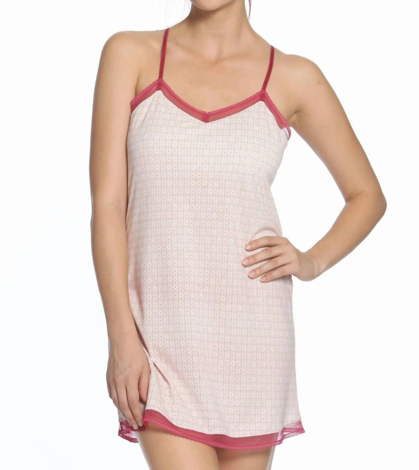 Bridgette Racerback Chemise In Red Geometric Print