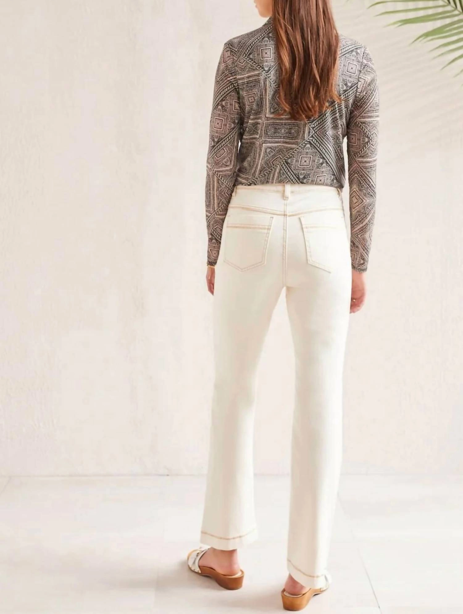Brooke Shank Btn Fly Micro-Flare Jeans In Ecru