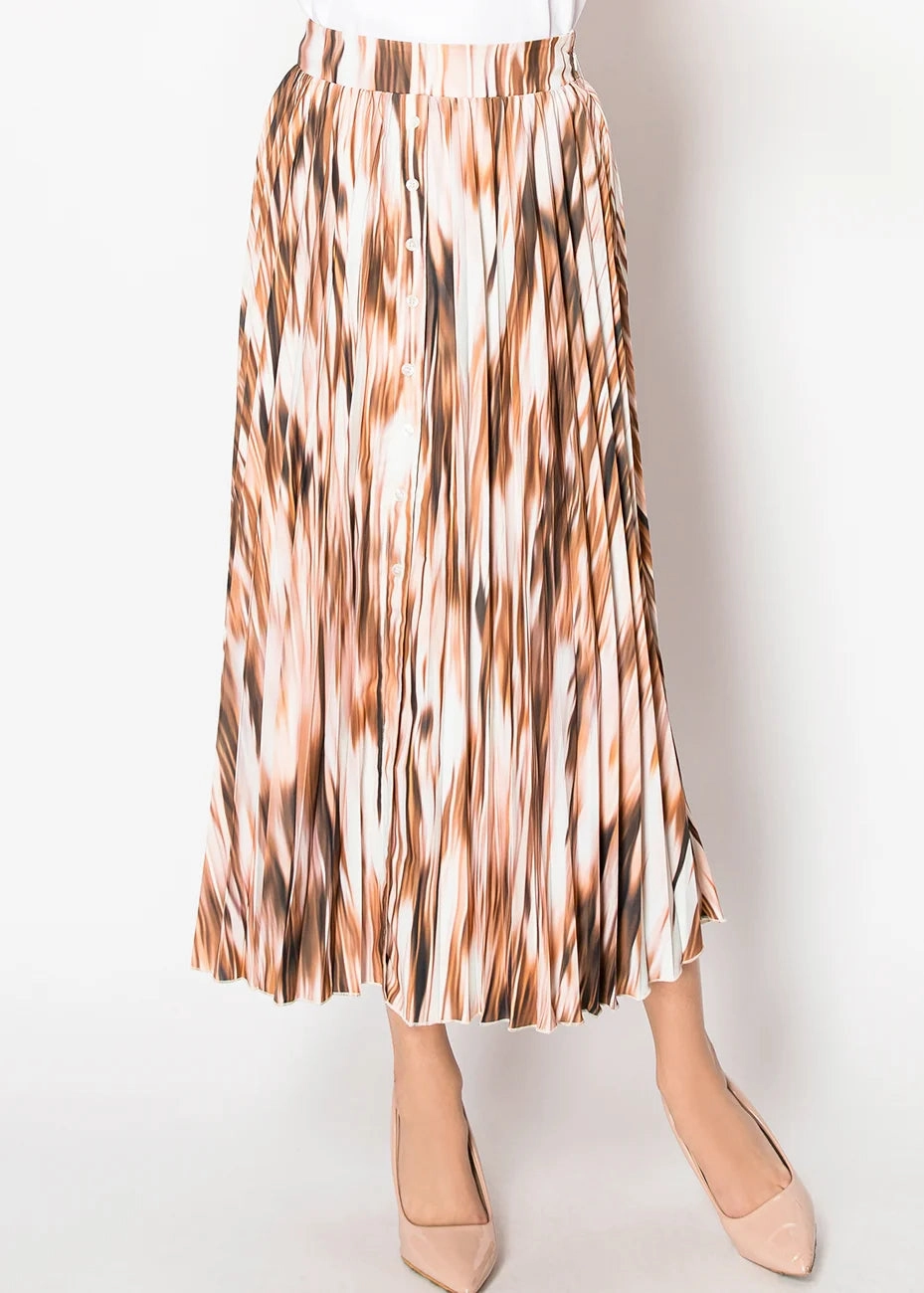 Brown Pleated Skirt