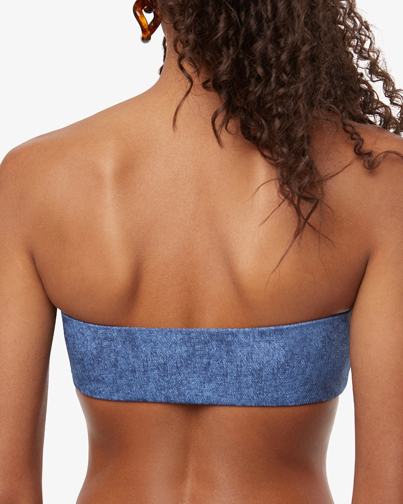 Buckle Bandeau Denim Bikini Top