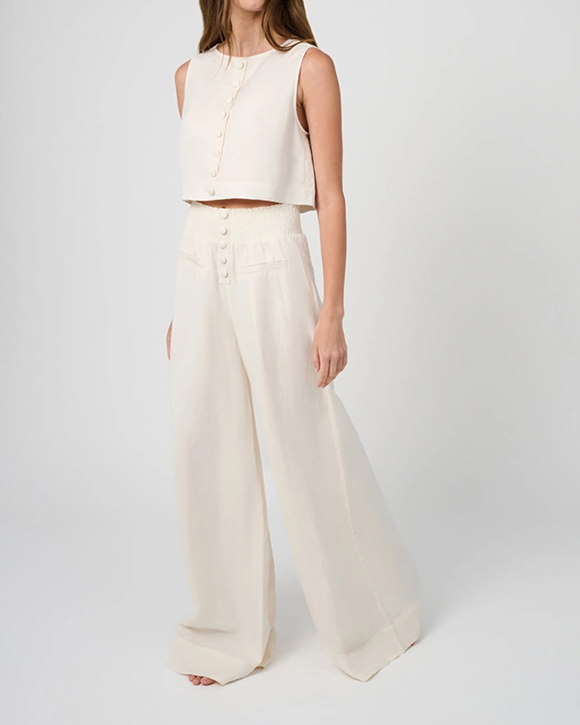 Button Front Palazzo Pant