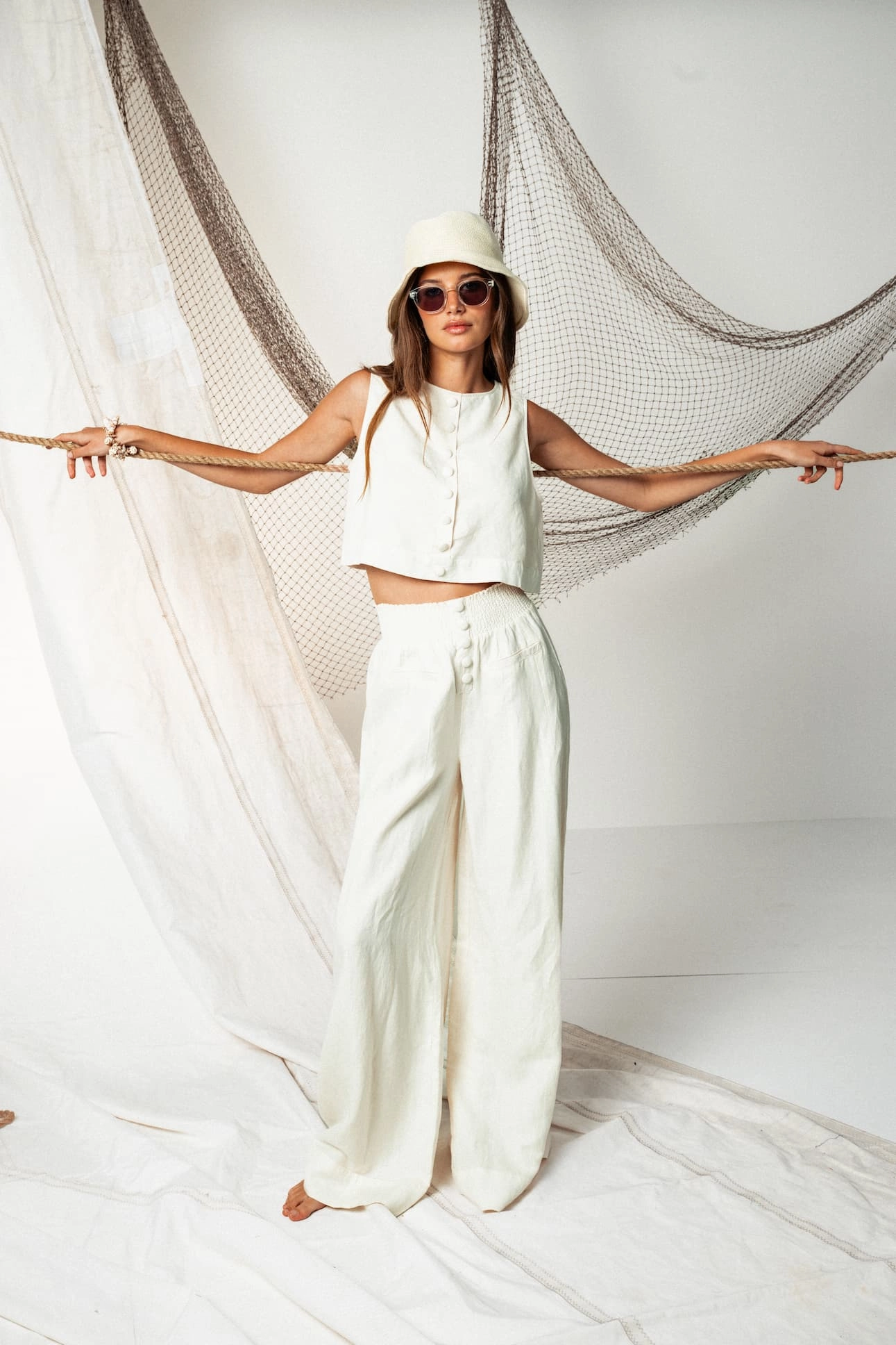 Button Front Palazzo Pant