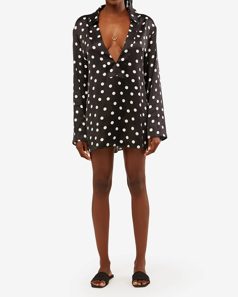 Caftan Oversized Polka Dot Shirtdress