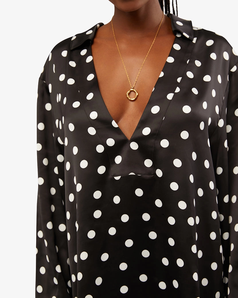 Caftan Oversized Polka Dot Shirtdress