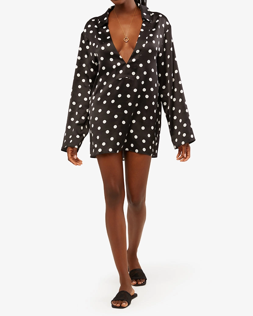 Caftan Oversized Polka Dot Shirtdress