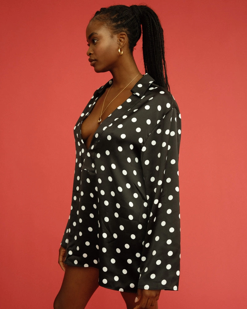Caftan Oversized Polka Dot Shirtdress