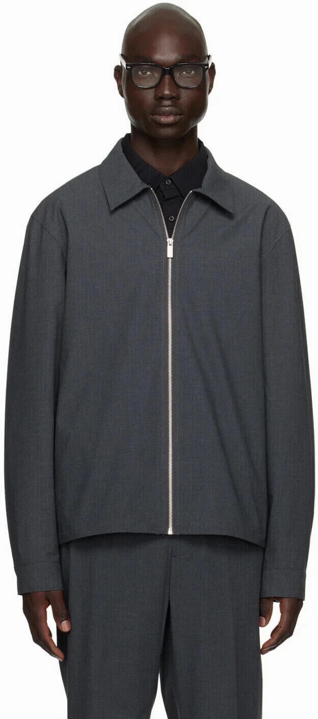 Calvin Klein Melange 40QM519 Shirt Jacket Mens Gray Long Sleeve Full Zip KLSS111