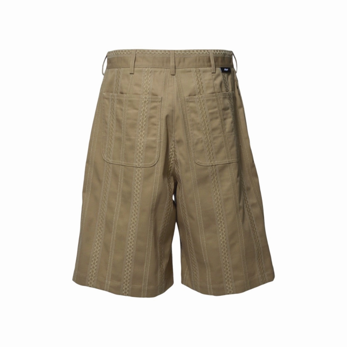 Camel Cotton Shorts With Embroidery