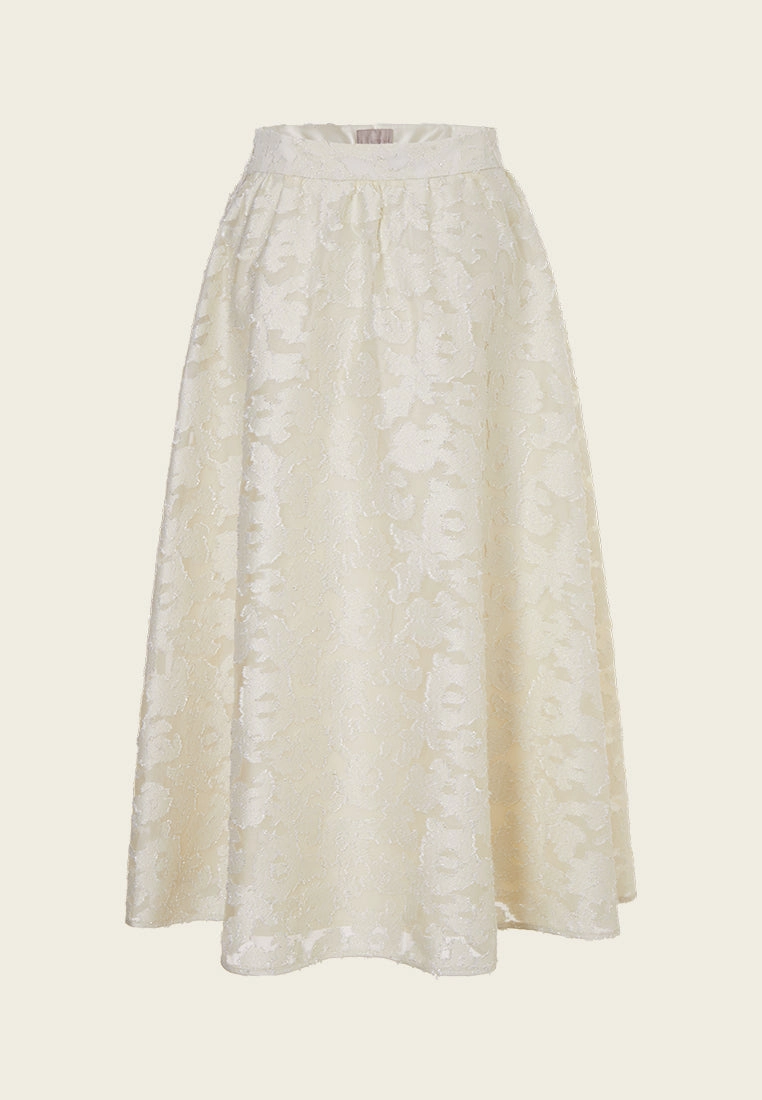 Camouflage-jacquard Ruffle-detail Lurex Skirt