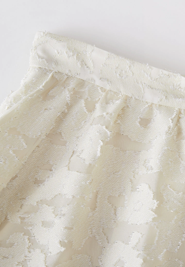 Camouflage-jacquard Ruffle-detail Lurex Skirt