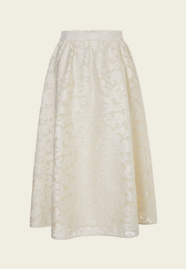 Camouflage-jacquard Ruffle-detail Lurex Skirt