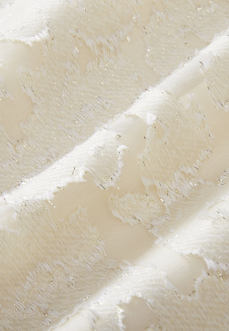 Camouflage-jacquard Ruffle-detail Lurex Skirt