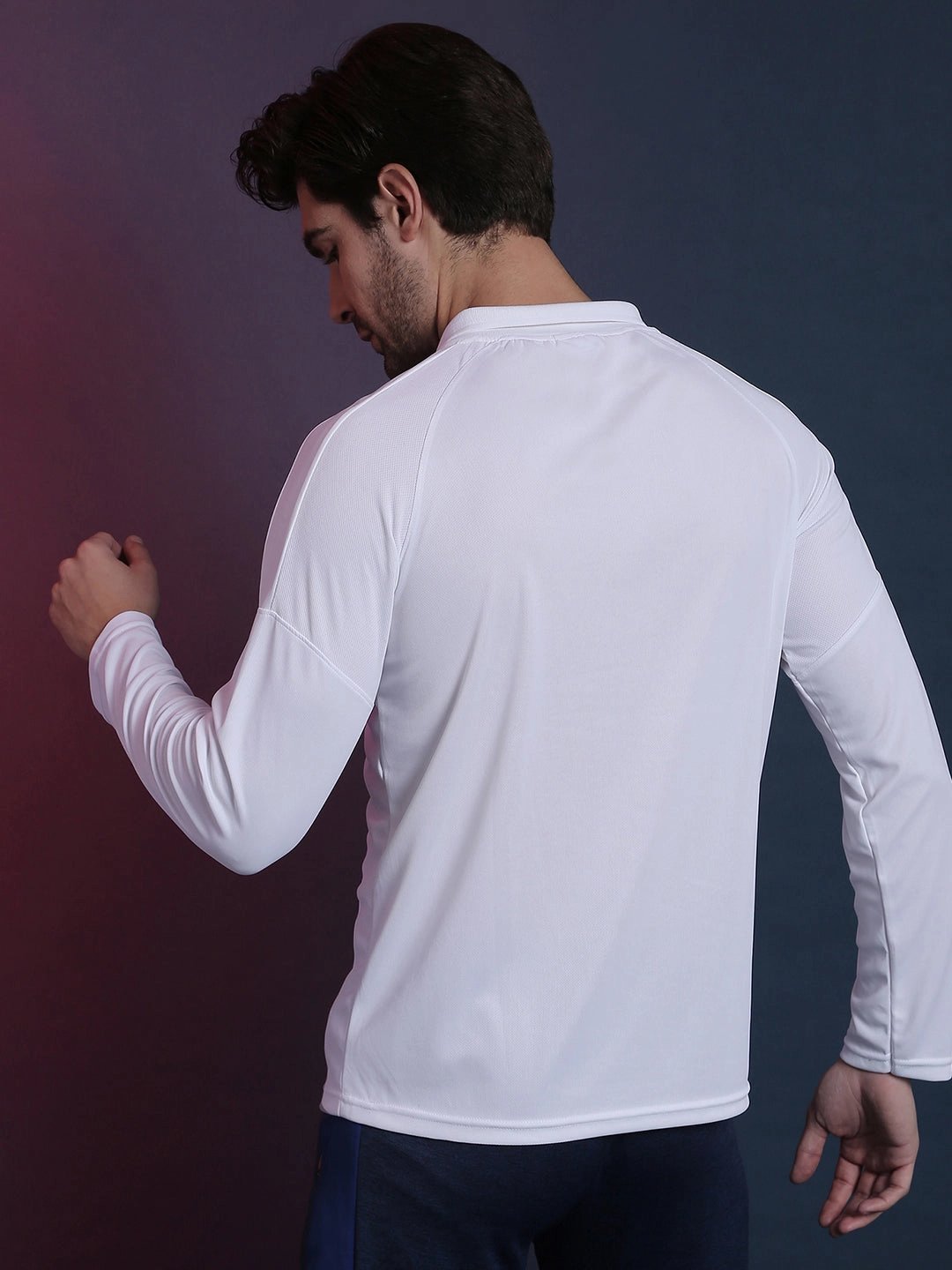 Campus Sutra Graphic Print Men Polo Neck White Blue Sports T-Shirt