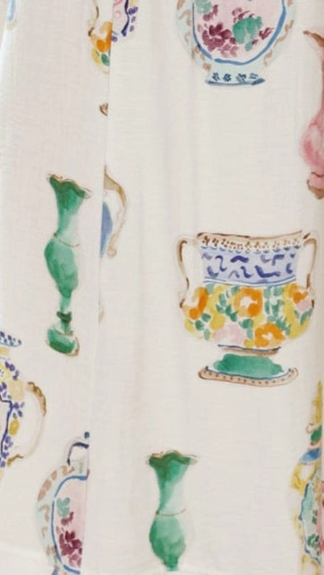 Candella Tie Front Top - Vase Print