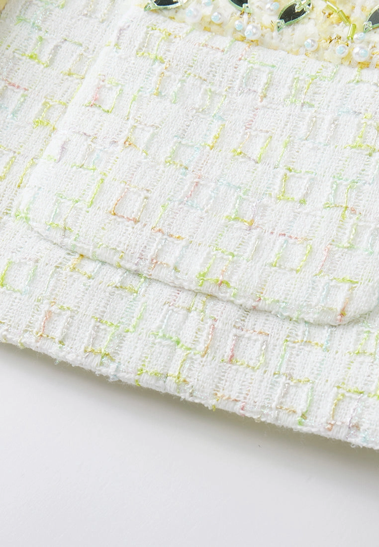 Candy Checked Embellished-trim Patch-pocket Jacket
