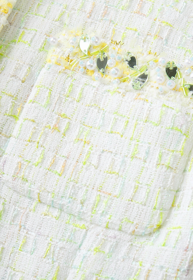 Candy Checked Embellished-trim Patch-pocket Jacket