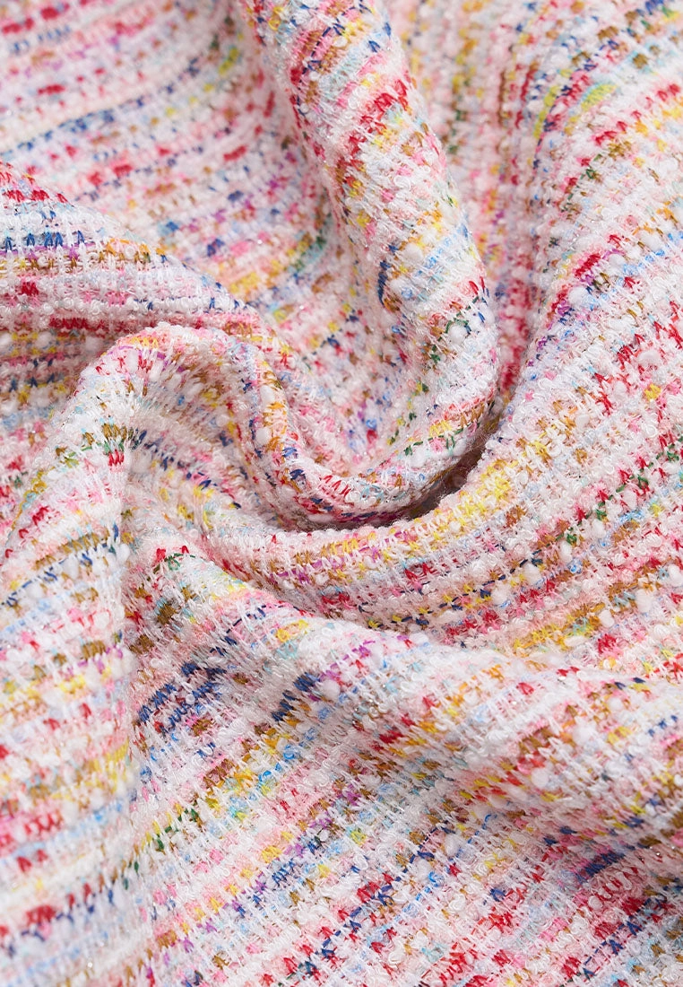 Candy Tone Mixed Tweed Embellished Jacket