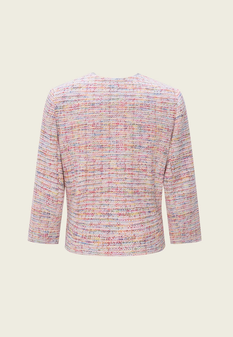 Candy Tone Mixed Tweed Embellished Jacket