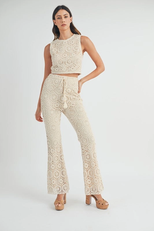 Cape May Crochet Lace Bell Bottom Pants
