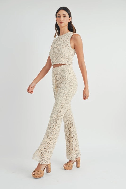 Cape May Crochet Lace Bell Bottom Pants