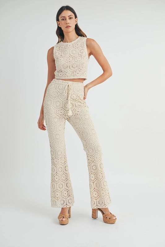 Cape May Crochet Lace Bell Bottom Pants
