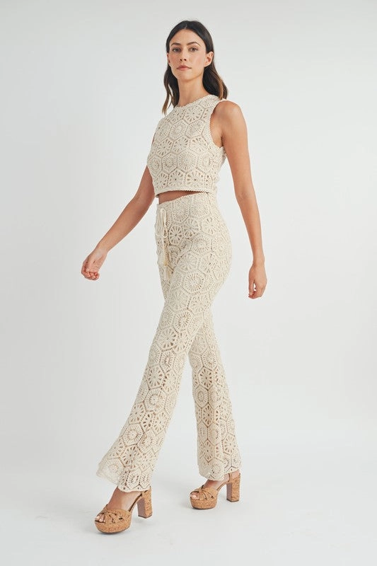 Cape May Crochet Lace Bell Bottom Pants