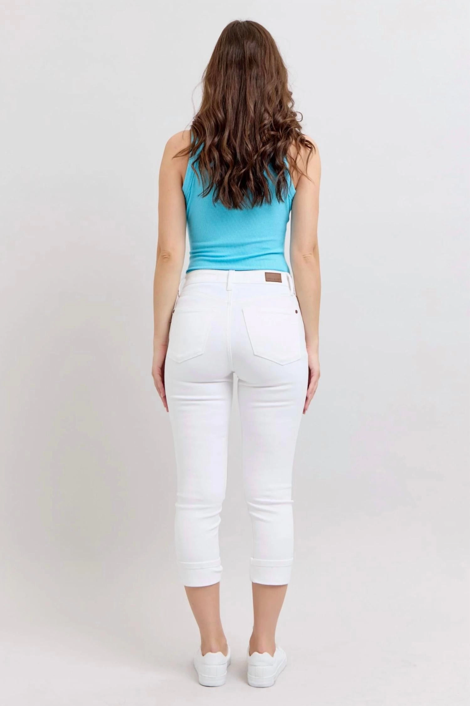Capri With Cuff Jeans In White