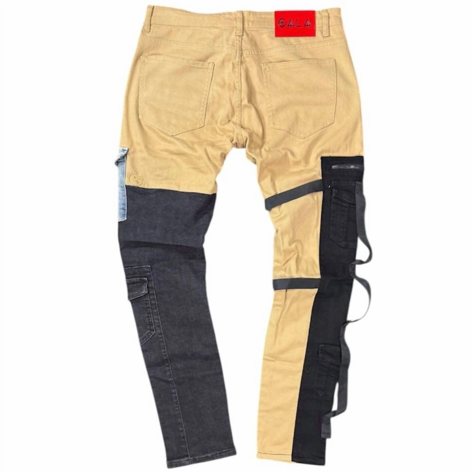 Cargo Denim Jeans In Khaki/black