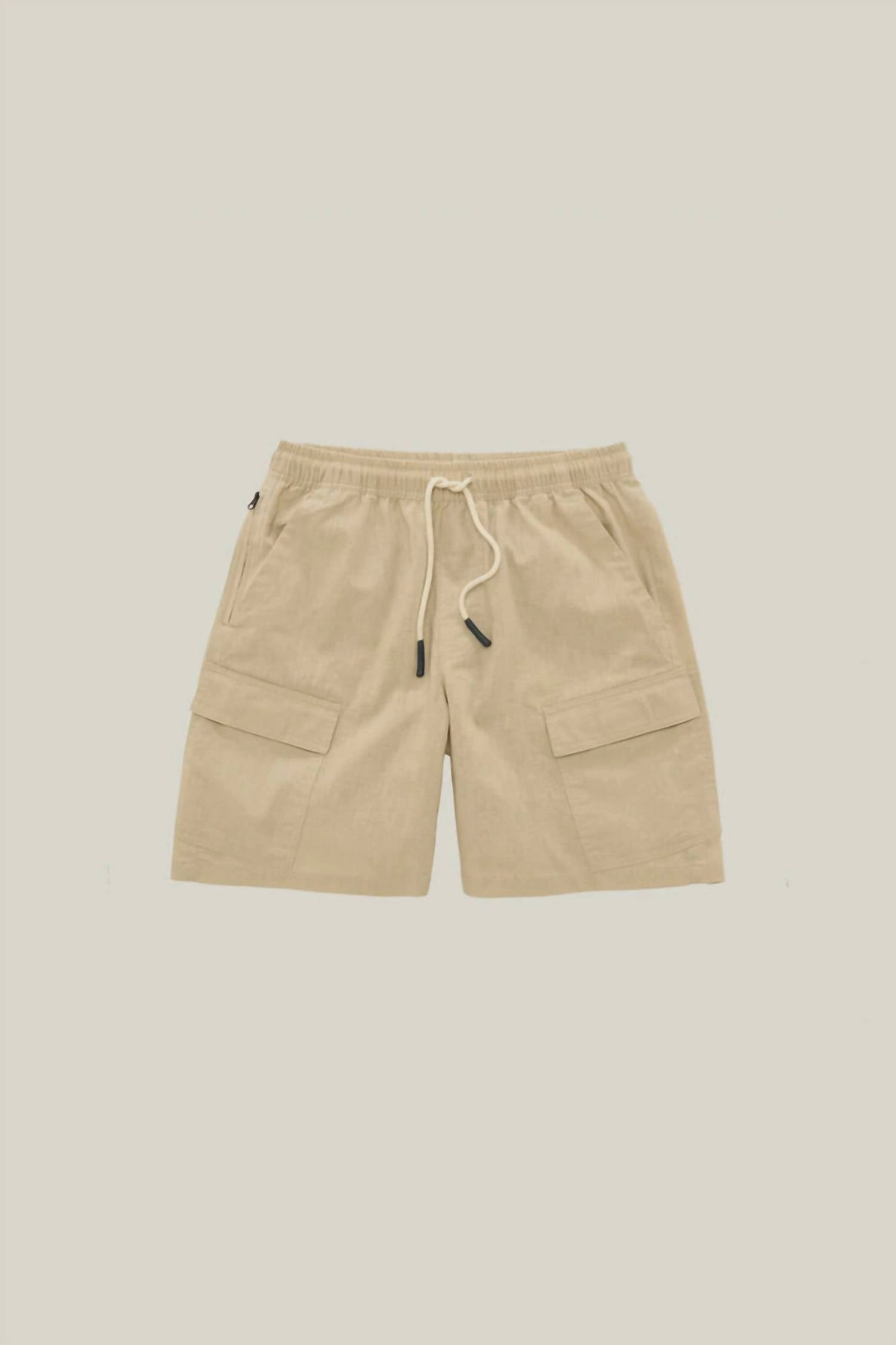 Cargo Linen Shorts In Beige