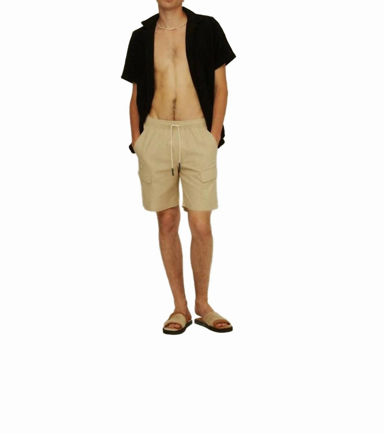 Cargo Linen Shorts In Beige