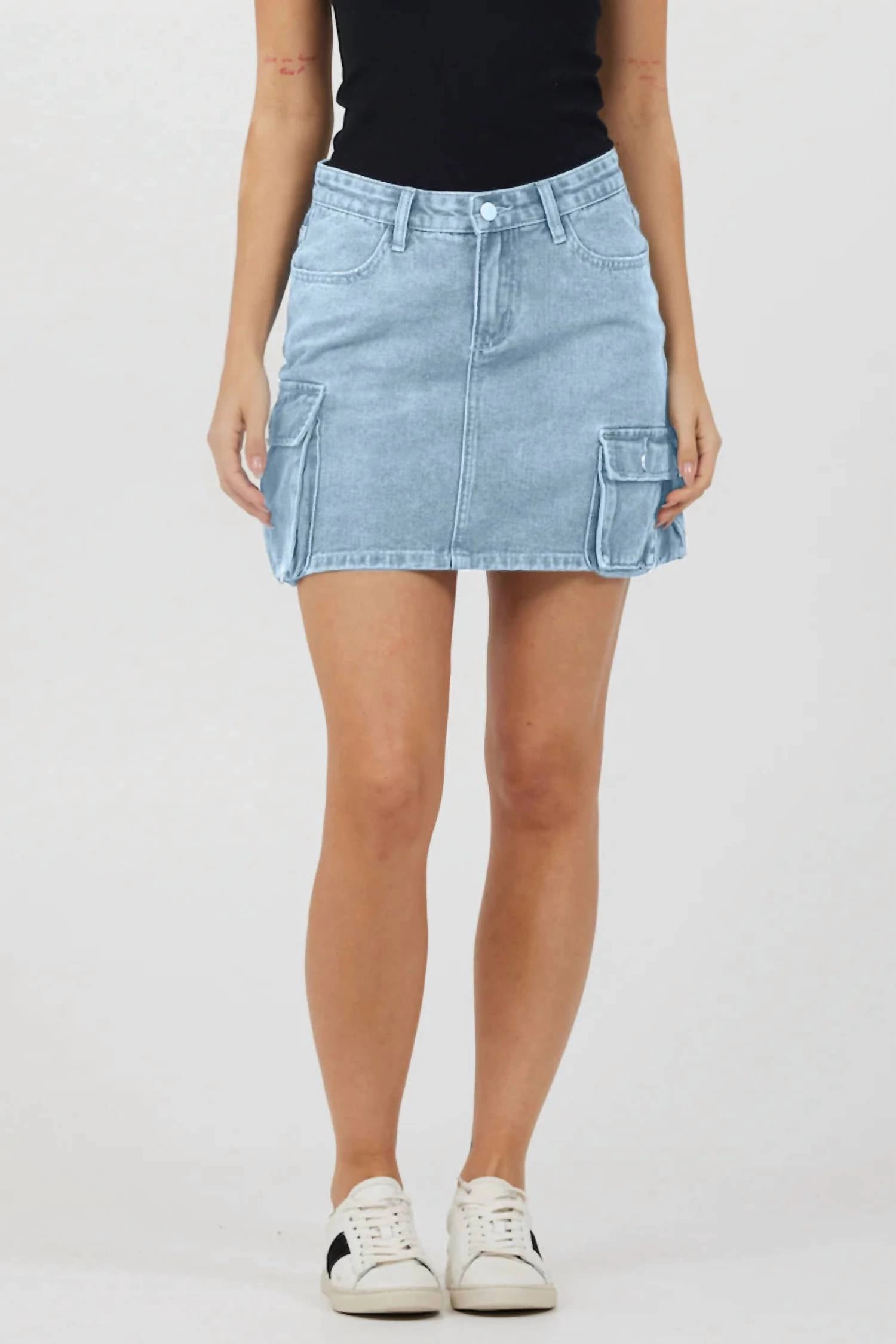 Cargo Skirt In Denim Blue
