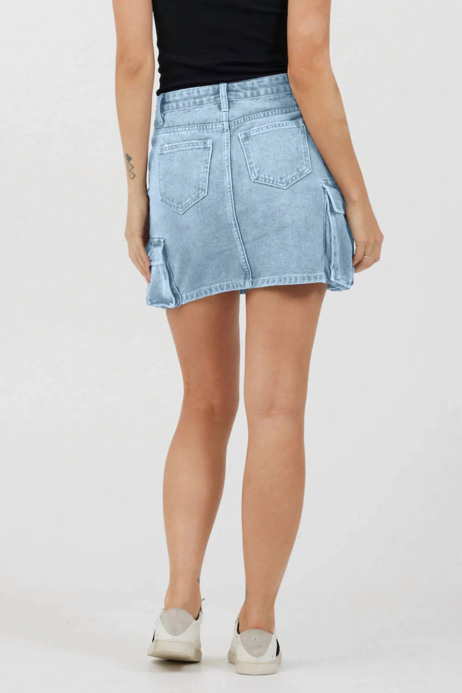 Cargo Skirt In Denim Blue