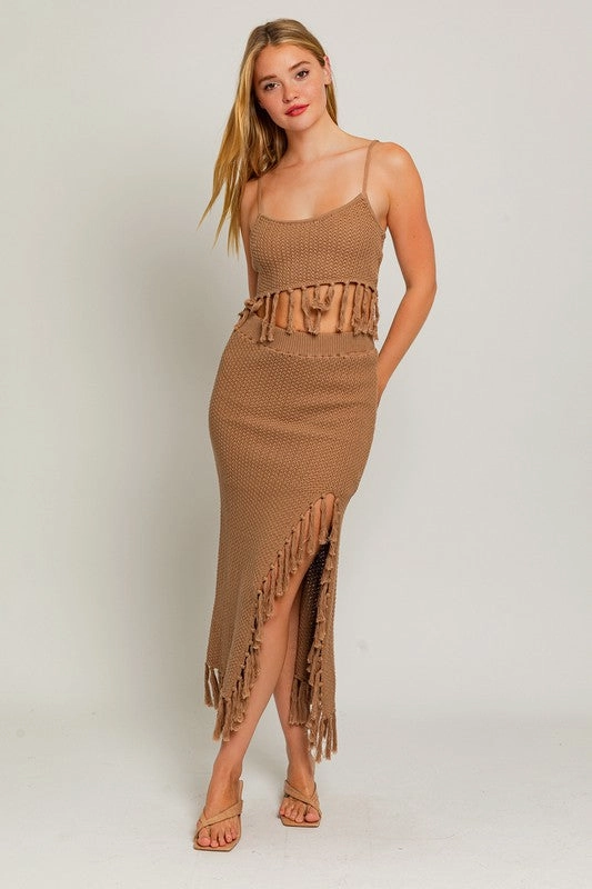Catalina Island Tassel Midi Skirt