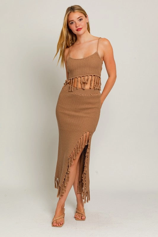 Catalina Island Tassel Midi Skirt