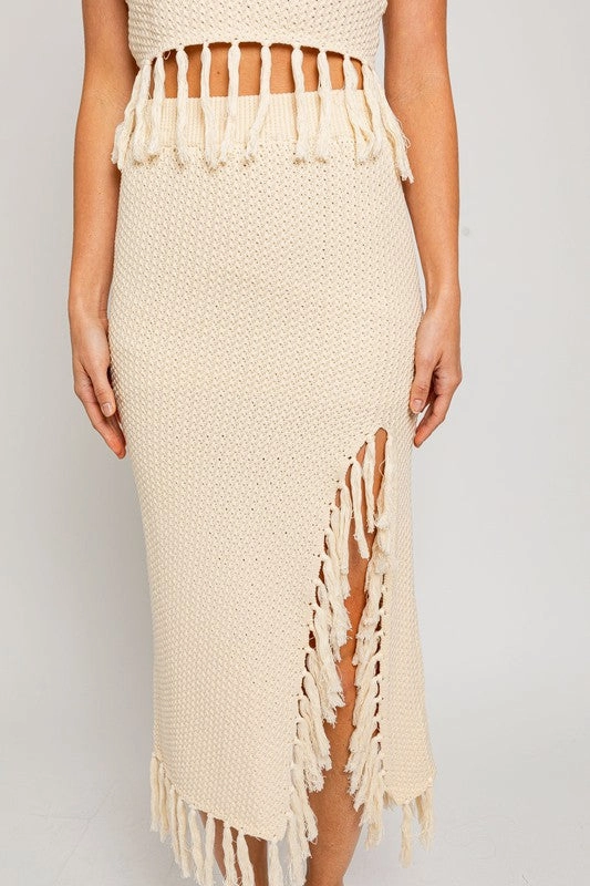 Catalina Island Tassel Midi Skirt