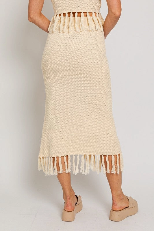 Catalina Island Tassel Midi Skirt