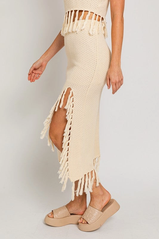 Catalina Island Tassel Midi Skirt