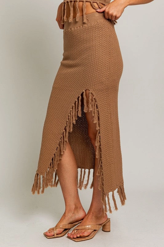 Catalina Island Tassel Midi Skirt