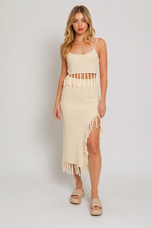 Catalina Island Tassel Midi Skirt