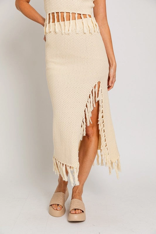 Catalina Island Tassel Midi Skirt