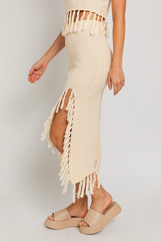 Catalina Island Tassel Midi Skirt
