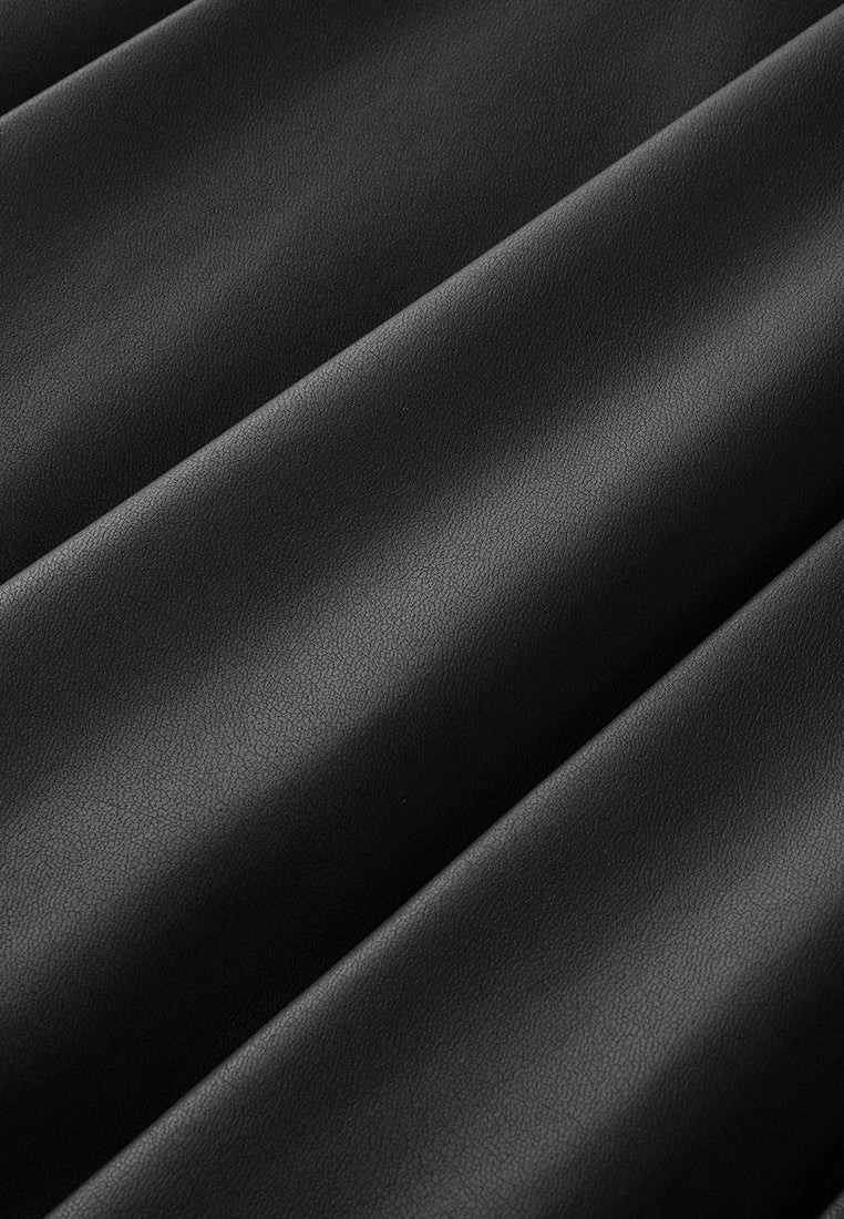 Chain-detail Vegan Leather Pleated Skirt