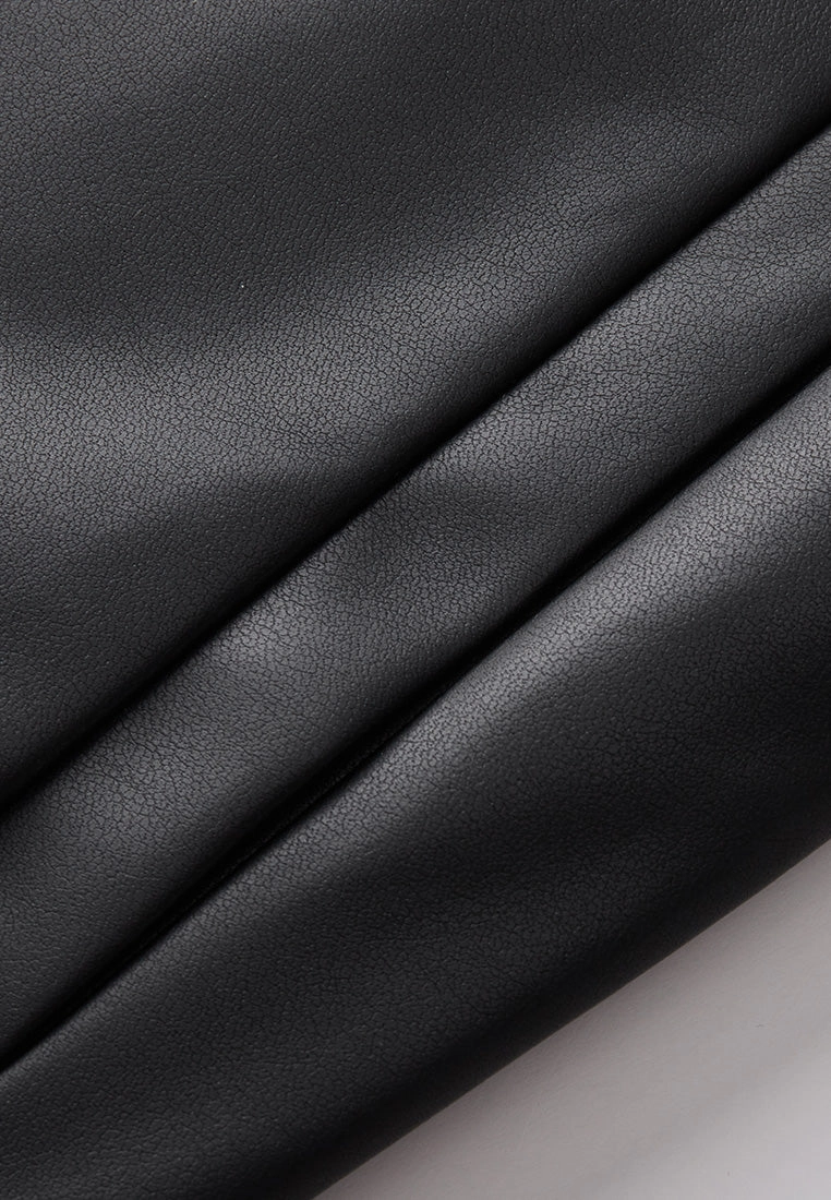 Chain-detail Vegan Leather Tie-waist Jacket