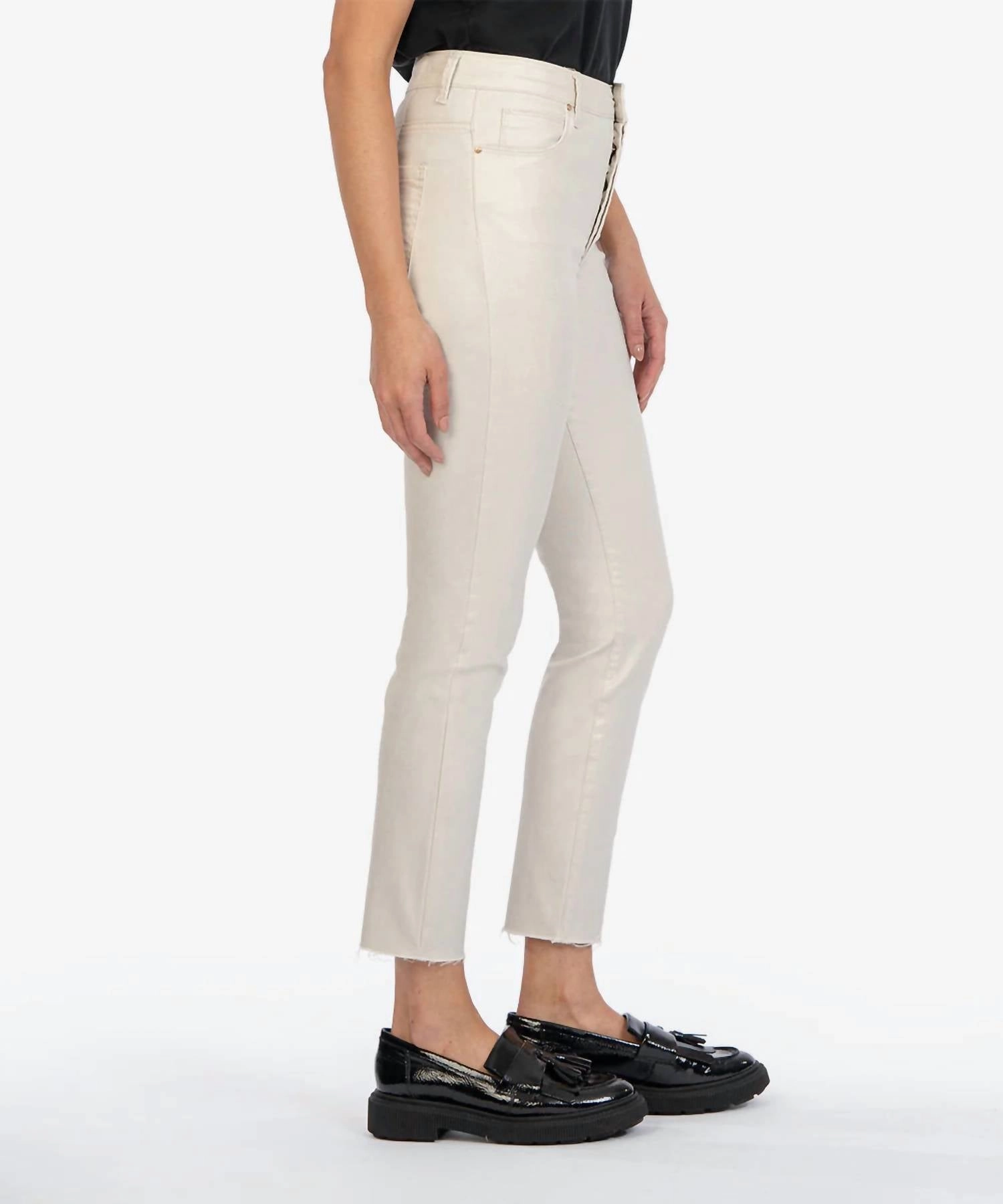 Charlize Coated Cigarette Leg Jeans In Champagne