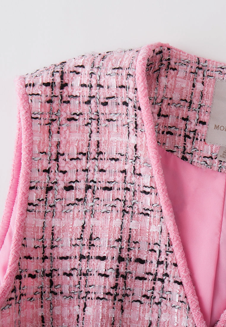Check Button Fastening Tweed Waistcoat