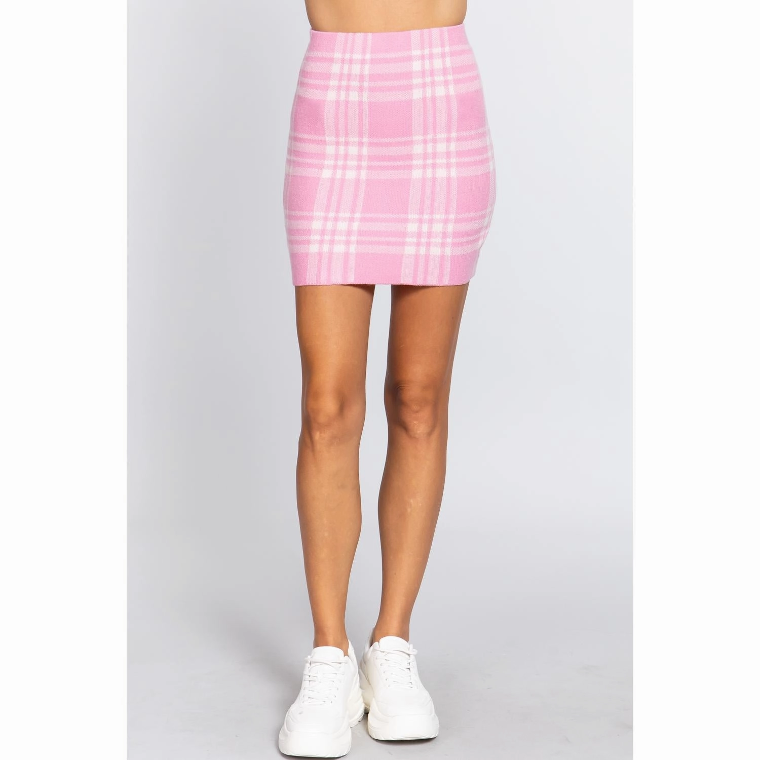 Check Jacquard Sweater Mini Skirt