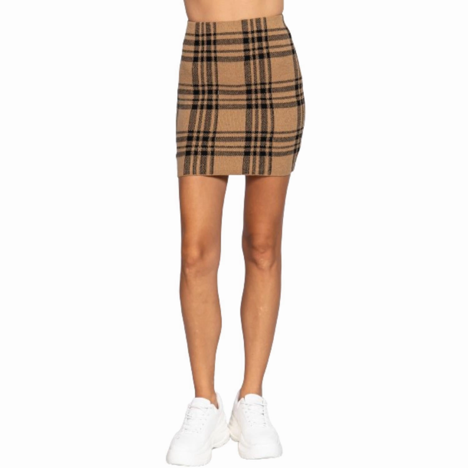 Check Jacquard Sweater Mini Skirt