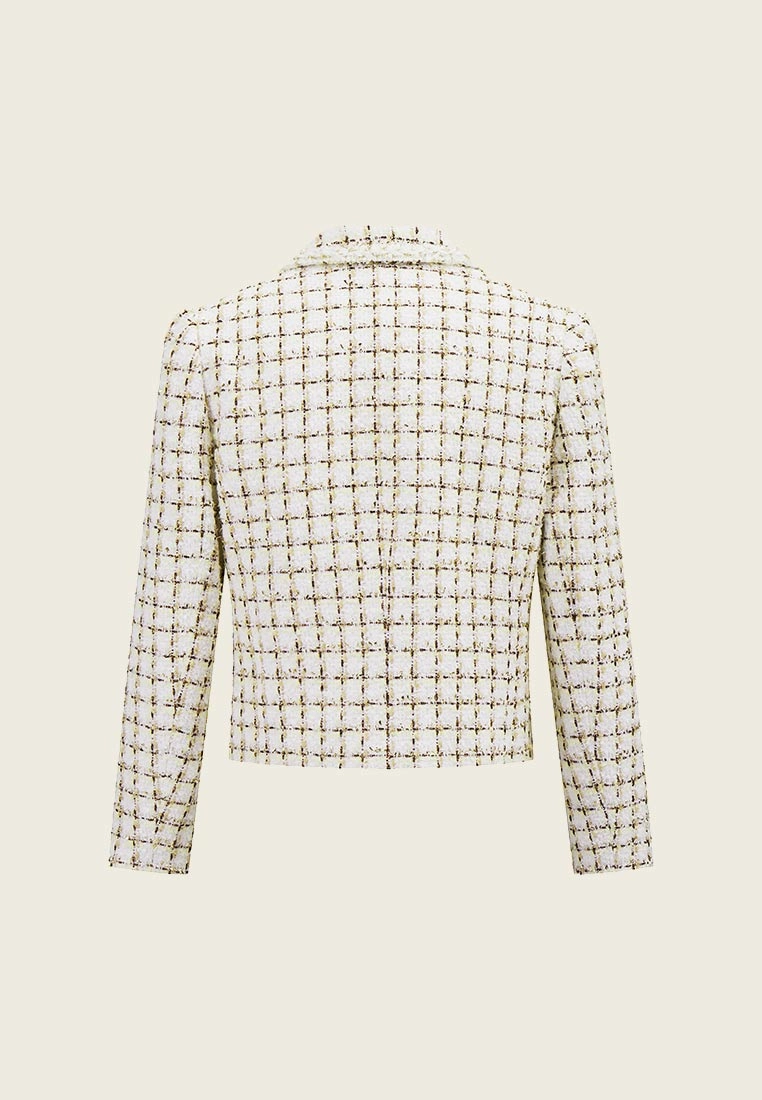 Check White Tweed Cropped Jacket