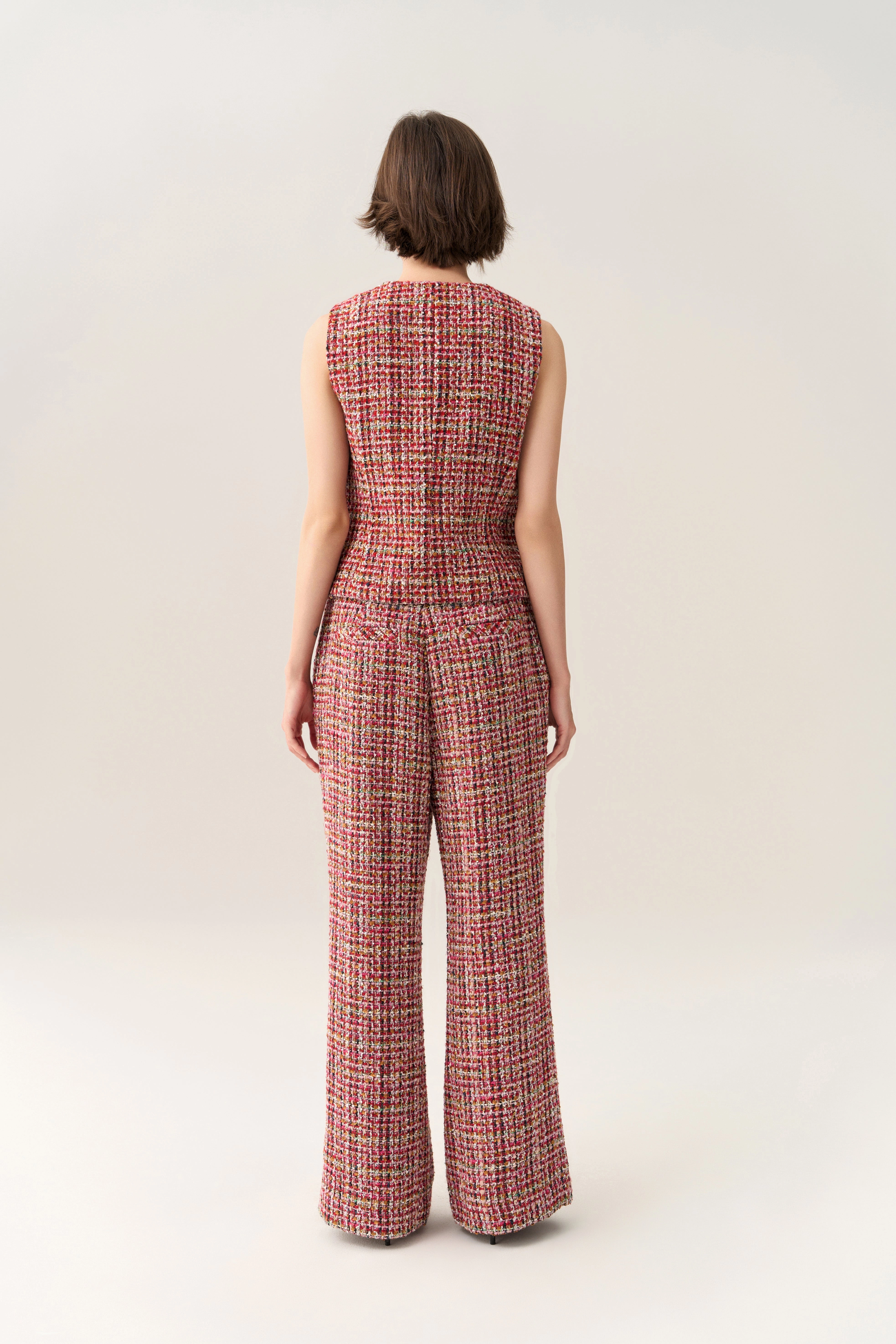 Checked Crystal Button Waistcoat